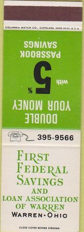 Matchbook Cover - First Federal Savings Bank Warren OH SAMPLE