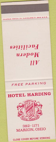 Matchbook Cover - Hotel Harding Marion OH SAMPLE