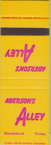 Matchbook Cover - Aberson's Alley Tulsa OK SAMPLE