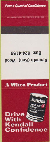 Matchbook Cover - Kendall oil gas Kenneth Wood SAMPLE