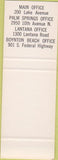 Matchbook Cover - First Federal Lake Worth FL Boynton Beach SAMPLE