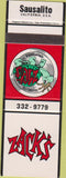 Matchbook Cover - Zack's Sausalito CA SAMPLE