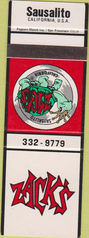 Matchbook Cover - Zack's Sausalito CA SAMPLE