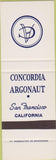 Matchbook Cover - Concordia Argonaut San Francisco CA SAMPLE