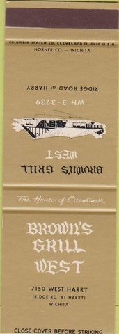 Matchbook Cover - Brown's Grill West Wichita KS SAMPLE