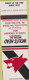 Matchbook Cover - Wolf's Head Motor Oil Ruckersville VA SAMPLE