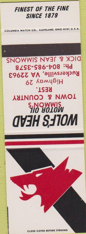 Matchbook Cover - Wolf's Head Motor Oil Ruckersville VA SAMPLE