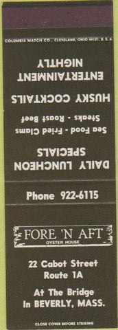 Matchbook Cover - Fore N Aft Oyster House Beverly MA SAMPLE