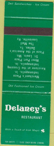 Matchbook Cover - Delaney's Restaurant Louisville KY SAMPLE