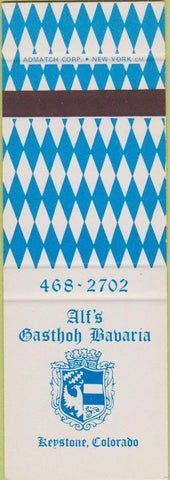 Matchbook Cover - Alf's Gasthof Bavaria Keystone CO SAMPLE