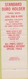 Matchbook Cover - Duro Holder Electrode holder SAMPLE