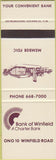 Matchbook Cover - Bank of Winfield IL SAMPLE
