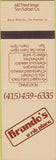Matchbook Cover - Brando's Rib Place San Rafael CA SAMPLE