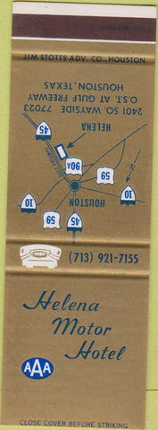 Matchbook Cover - Helena Motor Hotel Houston TX SAMPLE