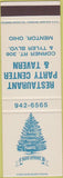 Matchbook Cover - Restaurant Party Center Tavern Mentor OH SAMPLE blue spruce