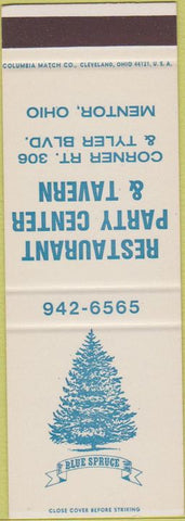 Matchbook Cover - Restaurant Party Center Tavern Mentor OH SAMPLE blue spruce