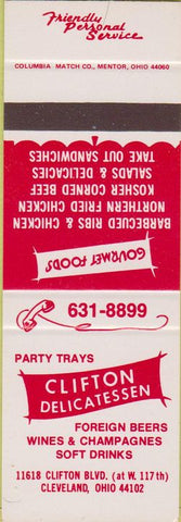 Matchbook Cover - Clifton Deli Cleveland OH BBQ