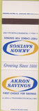 Matchbook Cover - Akron Savings Bank OH SAMPLE