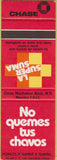 Matchbook Cover - Chase Bank  Ponce Rio Piedras Santurce San Juan Puerto Rico