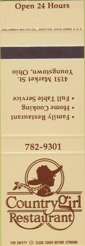 Matchbook Cover - Country Girl Restaurant Youngstown OH SAMPLE