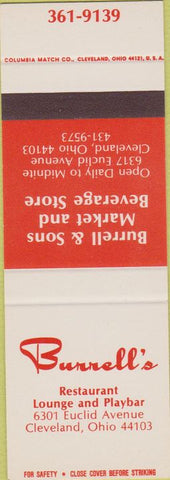Matchbook Cover - Burrell's Restaurant Cleveland OH SAMPLE