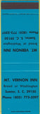 Matchbook Cover - Mount Vernon Inn Sumter SC SAMPLE