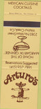 Matchbook Cover - Arturo's Mexican Food Walnut Creek CA SAMPLE