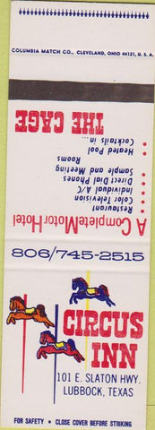 Matchbook Cover - Circus Inn Lubbock TX SAMPLE