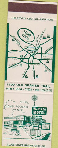 Matchbook Cover - Plaza Motel Houston TX SAMPLE