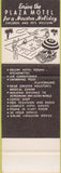 Matchbook Cover - Plaza Motel Houston TX SAMPLE