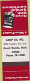 Matchbook Cover - Kendall oil gas Kamp Oil Grand Rapids MI SAMPLE