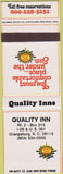 Matchbook Cover - Quality Inn Orangeburg SC SAMPLE