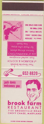 Matchbook Cover - Brook Farm Restaurant Chevy Chase MD SAMPLE