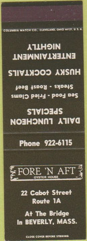Matchbook Cover - Fore N Aft Oyster House Beverly MA SAMPLE