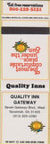 Matchbook Cover - Quality Inn Gateway Savannah GA SAMPLE