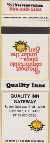 Matchbook Cover - Quality Inn Gateway Savannah GA SAMPLE