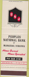 Matchbook Cover - Peoples National Bank Manassas VA SAMPLE