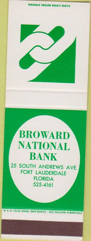 Matchbook Cover - Broward National Bank Fort Lauderdale FL SAMPLE