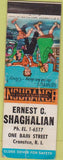 Matchbook Cover - Ernest Shaghalian Cranston RI POOR