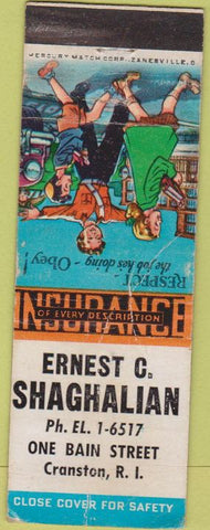 Matchbook Cover - Ernest Shaghalian Cranston RI POOR