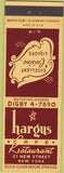Matchbook Cover - Hargus Cafe New York City