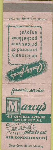 Matchbook Cover - Maxcy's Restaurant Pawtucket RI