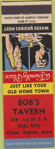 Matchbook Cover - Bob's Tavern Cedar Rapids IA