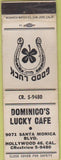 Matchbook Cover - Dominico's Lucky Cafe Hollywood CA