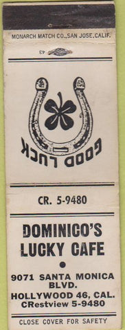 Matchbook Cover - Dominico's Lucky Cafe Hollywood CA