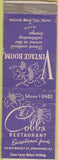 Matchbook Cover - Cobbs Restaurant Providence RI WEAr