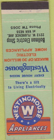Matchbook Cover - Westinghouse Bollman Electric Appliances