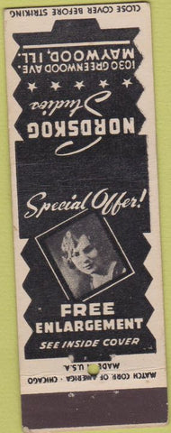 Matchbook Cover - Nordskog Studios Maywood IL photos girlie WEAR