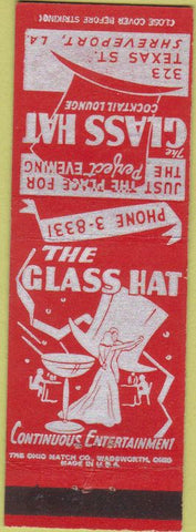 Matchbook Cover - The Glass Hat Shreveport LA girlie