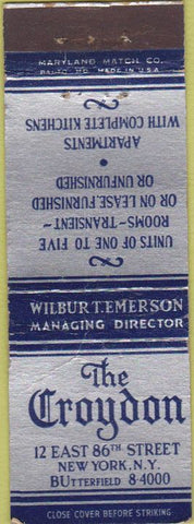 Matchbook Cover - The Croydon New York City WEAR